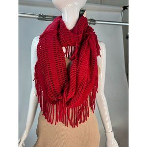D&Y Scarf Fringe Infinity Scarf OS Red Polyester